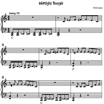 Midnight Boogie Sheet Music and Sound Files for Piano Students